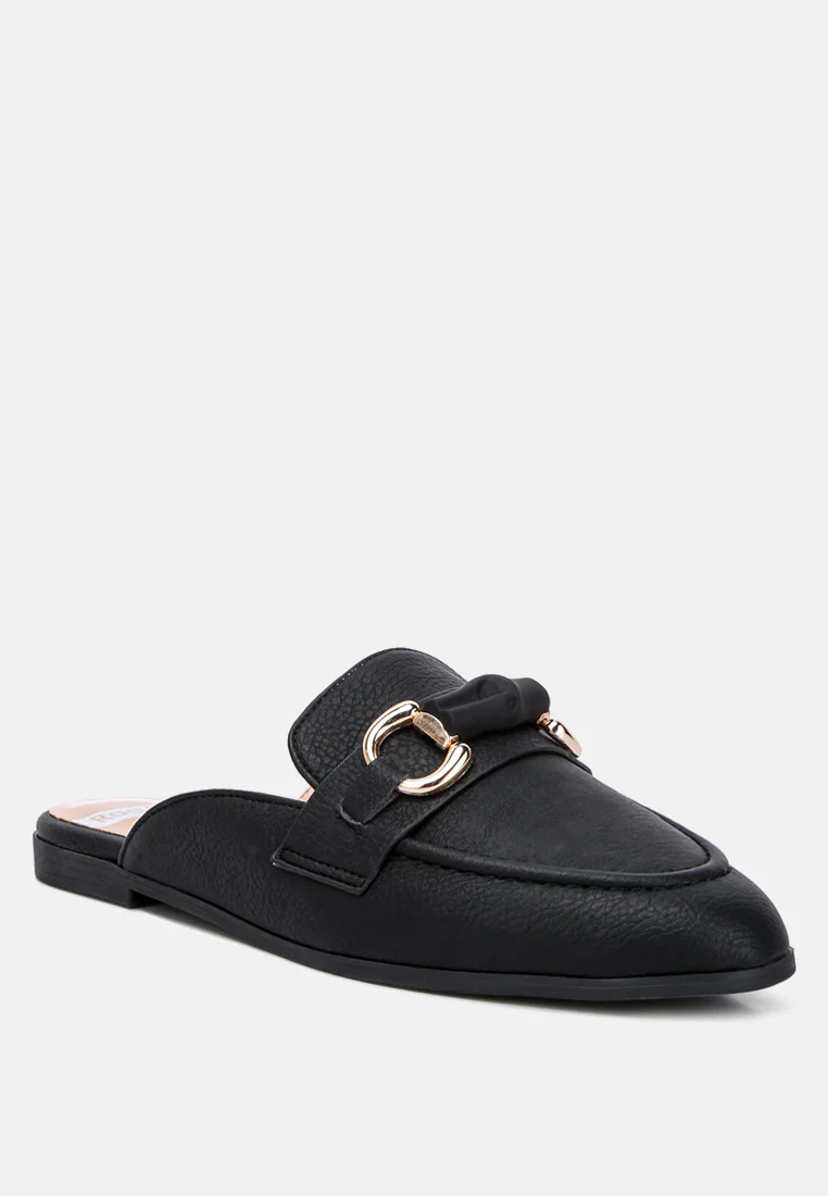 Abner Horsebit Embellished Slip On Mules In Black - Image 2
