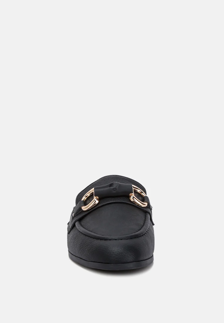 Abner Horsebit Embellished Slip On Mules In Black - Image 3