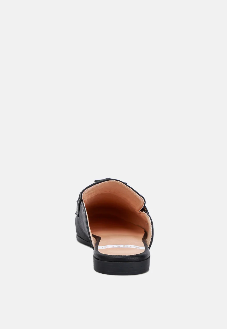 Abner Horsebit Embellished Slip On Mules In Black - Image 5