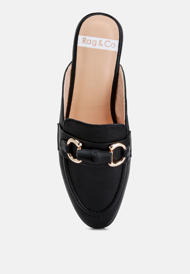Abner Horsebit Embellished Slip On Mules In Black - Image 6