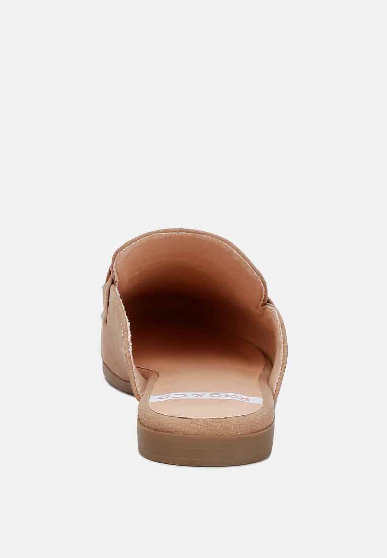 Abner Horsebit Embellished Slip On Mules In Taupe - Image 5