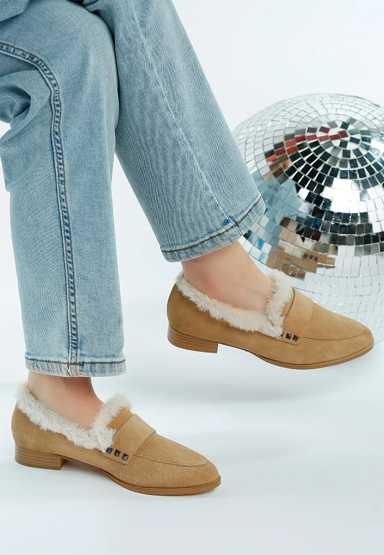 Allie Fur Trim Genuine Suede Loafers - Image 7