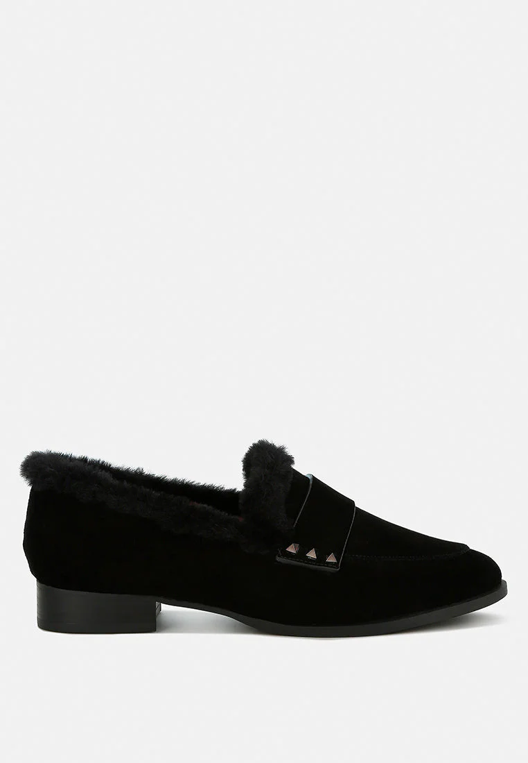 Allie Fur Trim Genuine Suede Loafers - Image 8