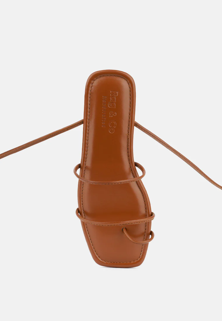 AMATHA Tan Essential Toe Ring Summer Leather Flats - Image 6