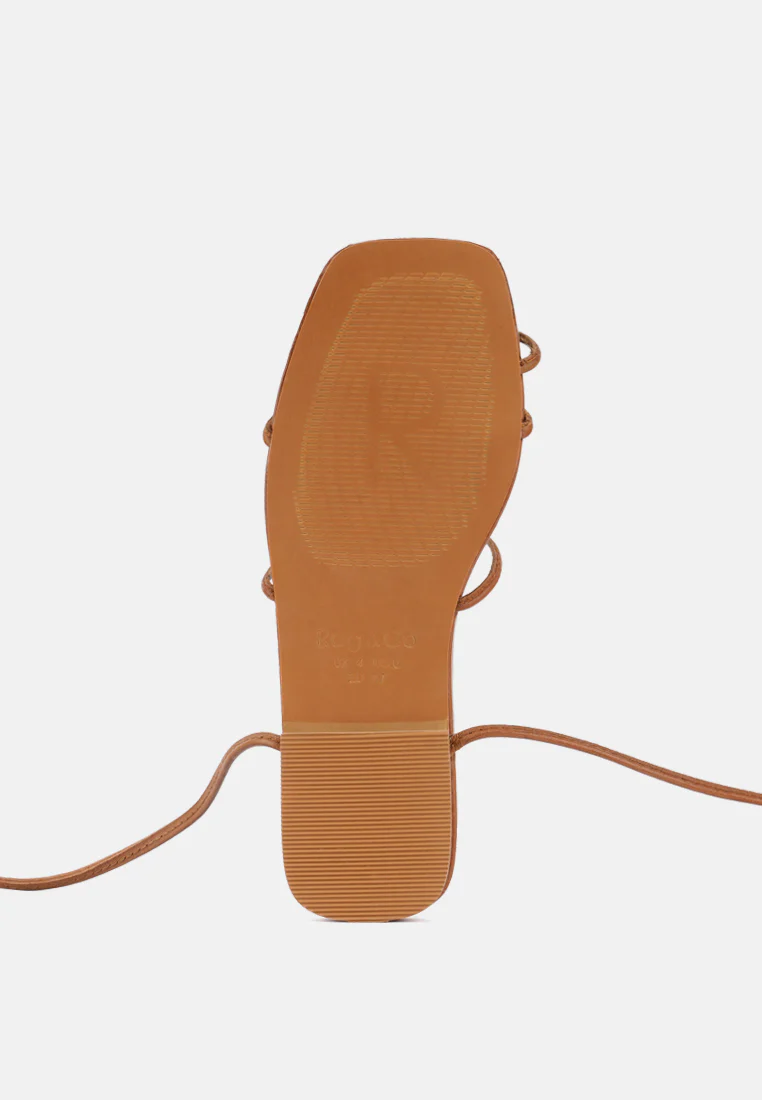 AMATHA Tan Essential Toe Ring Summer Leather Flats - Image 7