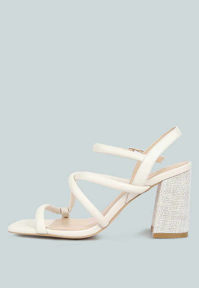 ARTHA open square toe block heel sandals in Off White - Image 4