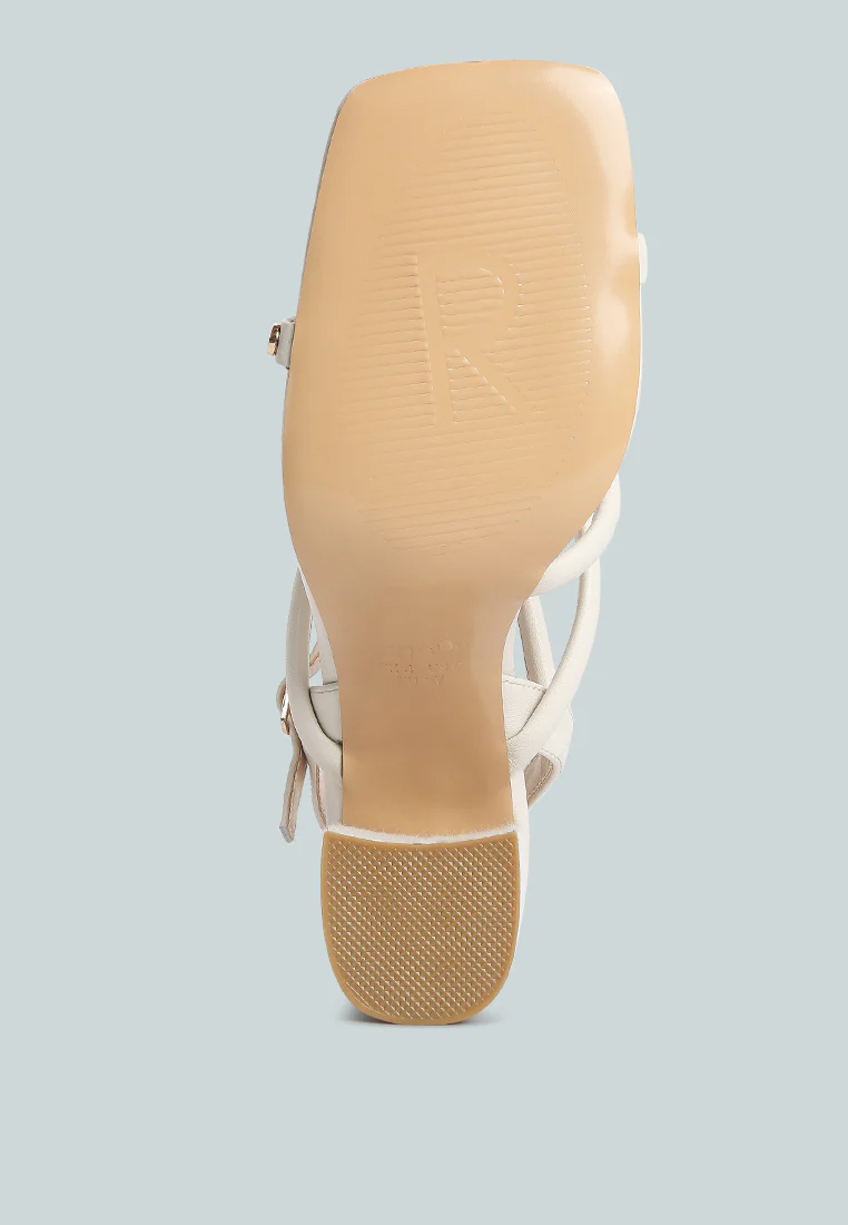 ARTHA open square toe block heel sandals in Off White - Image 7