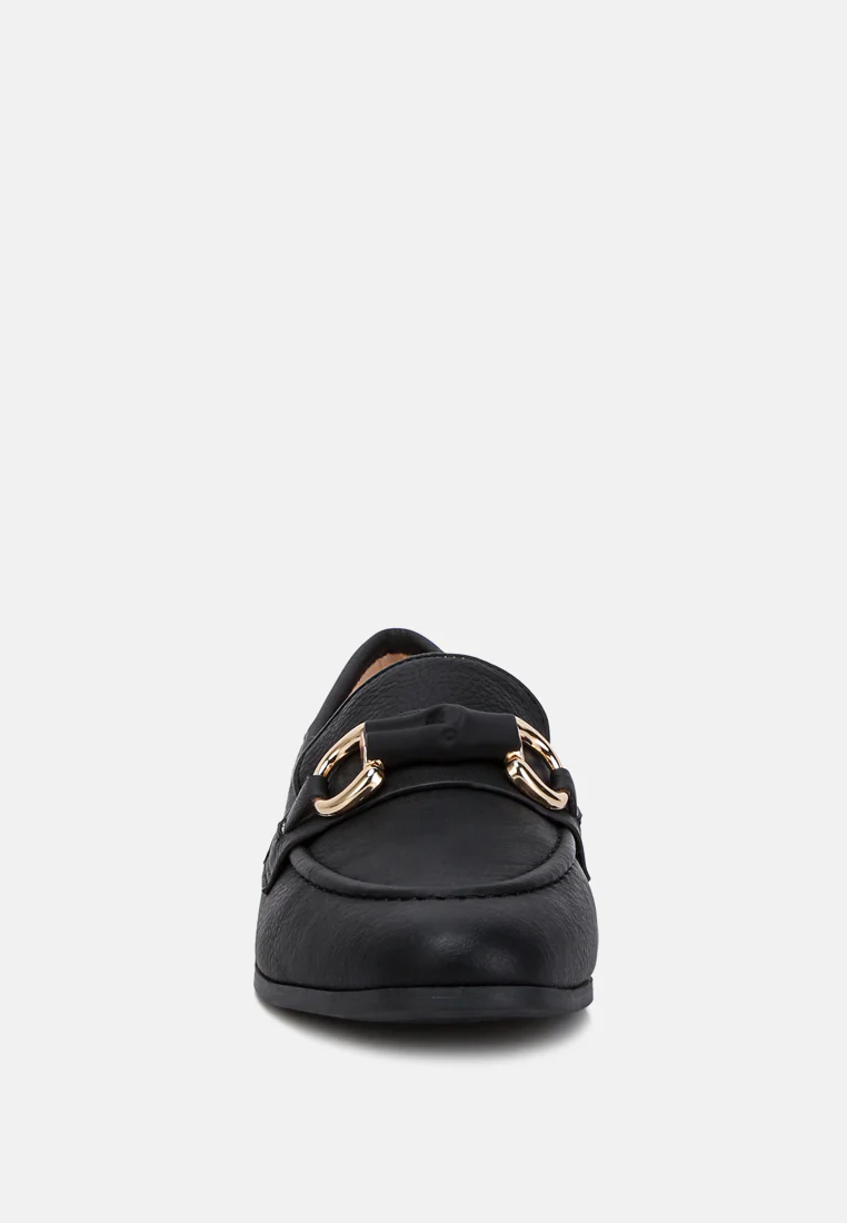 Asher Horsebit Embellished Loafers In Black - Image 3