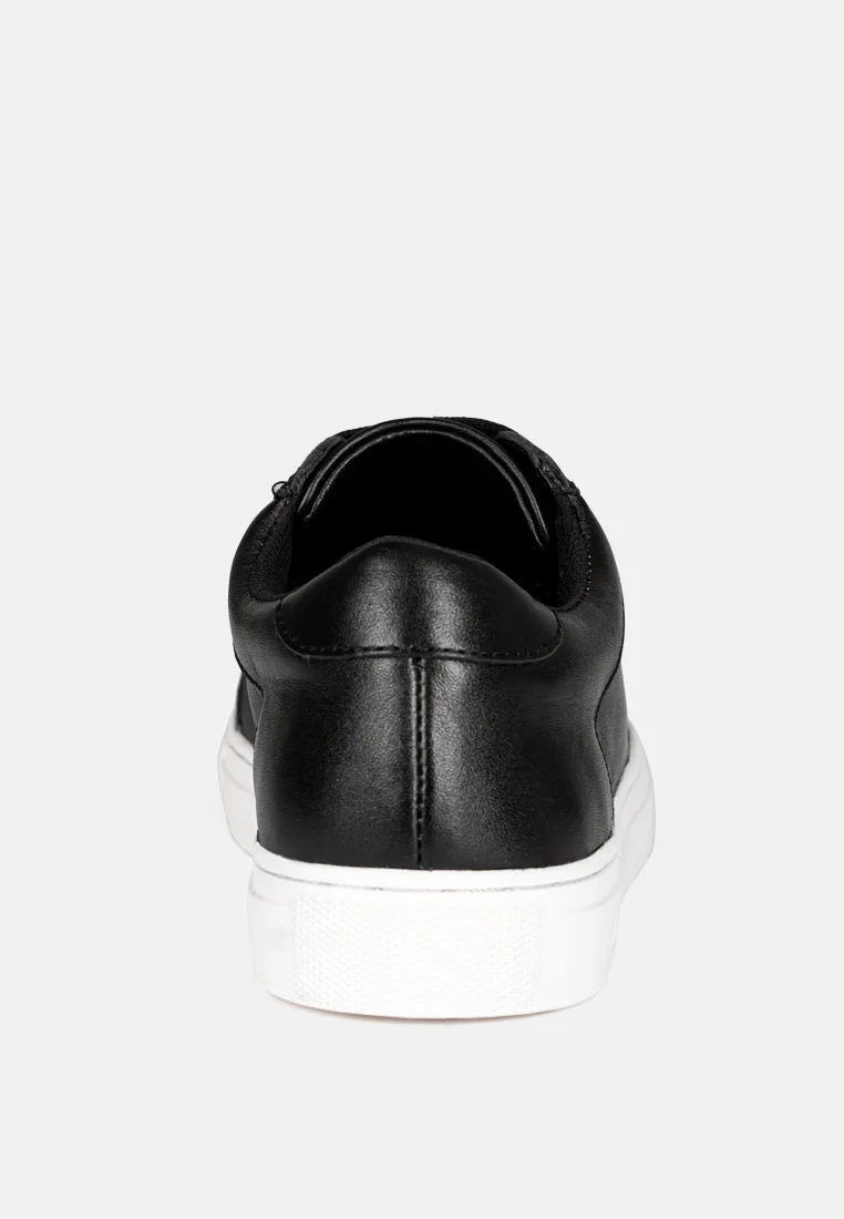 ASHFORD Black Fine Leather Handcrafted Sneakers - Image 5