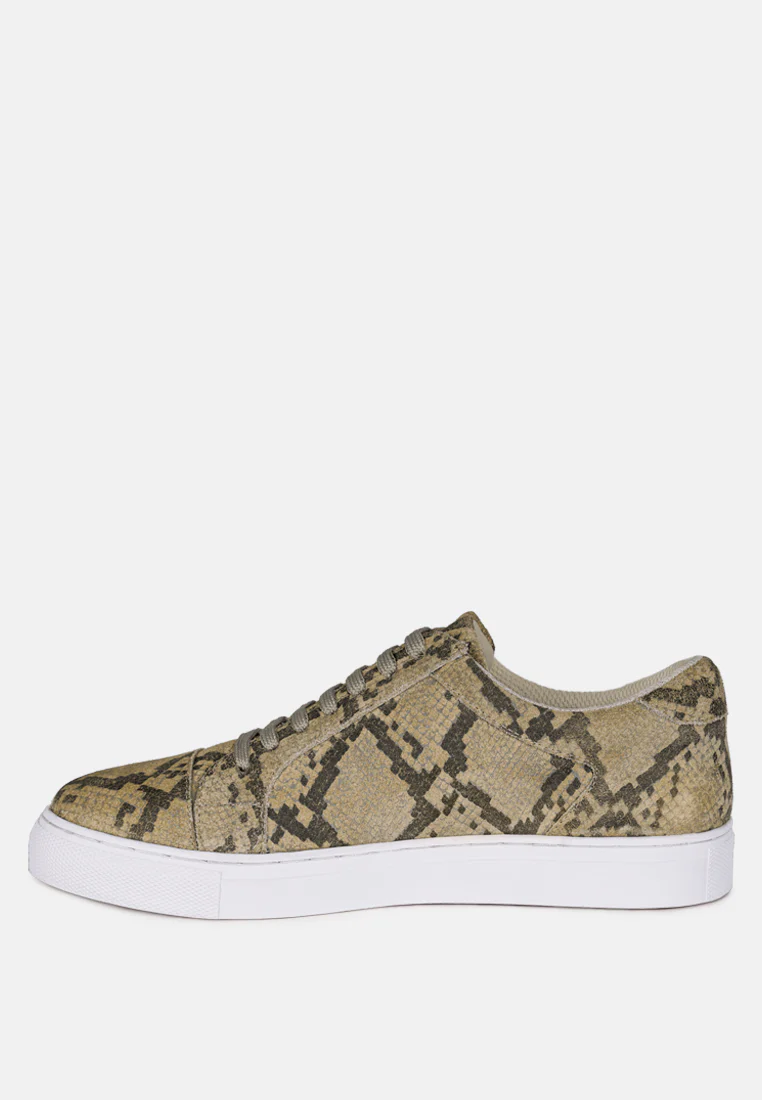 ASHFORD Snake Print Handcrafted Sneakers - Image 4