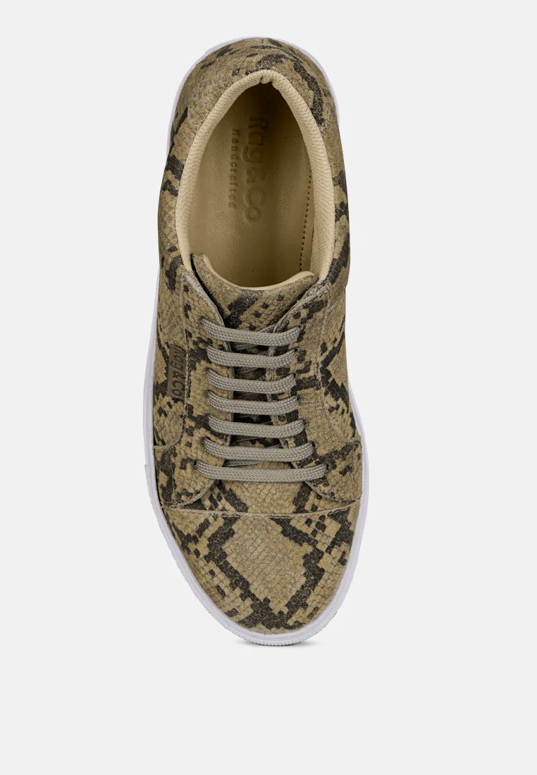 ASHFORD Snake Print Handcrafted Sneakers - Image 6