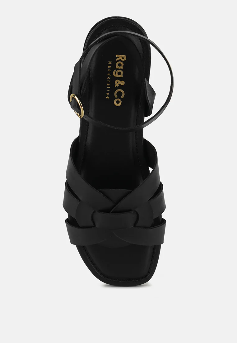 ASHTON Black Flat Ankle Strap Sandals - Image 6