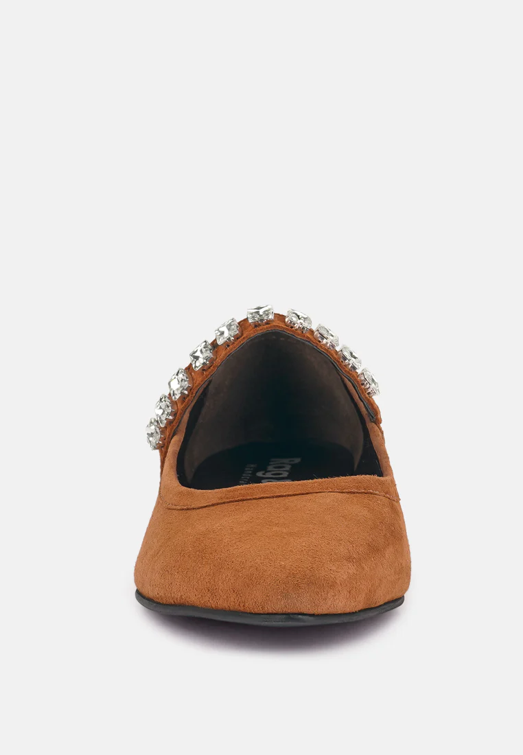 ASSISI Tan Fine Suede Mary Jane Ballet Flats - Image 3