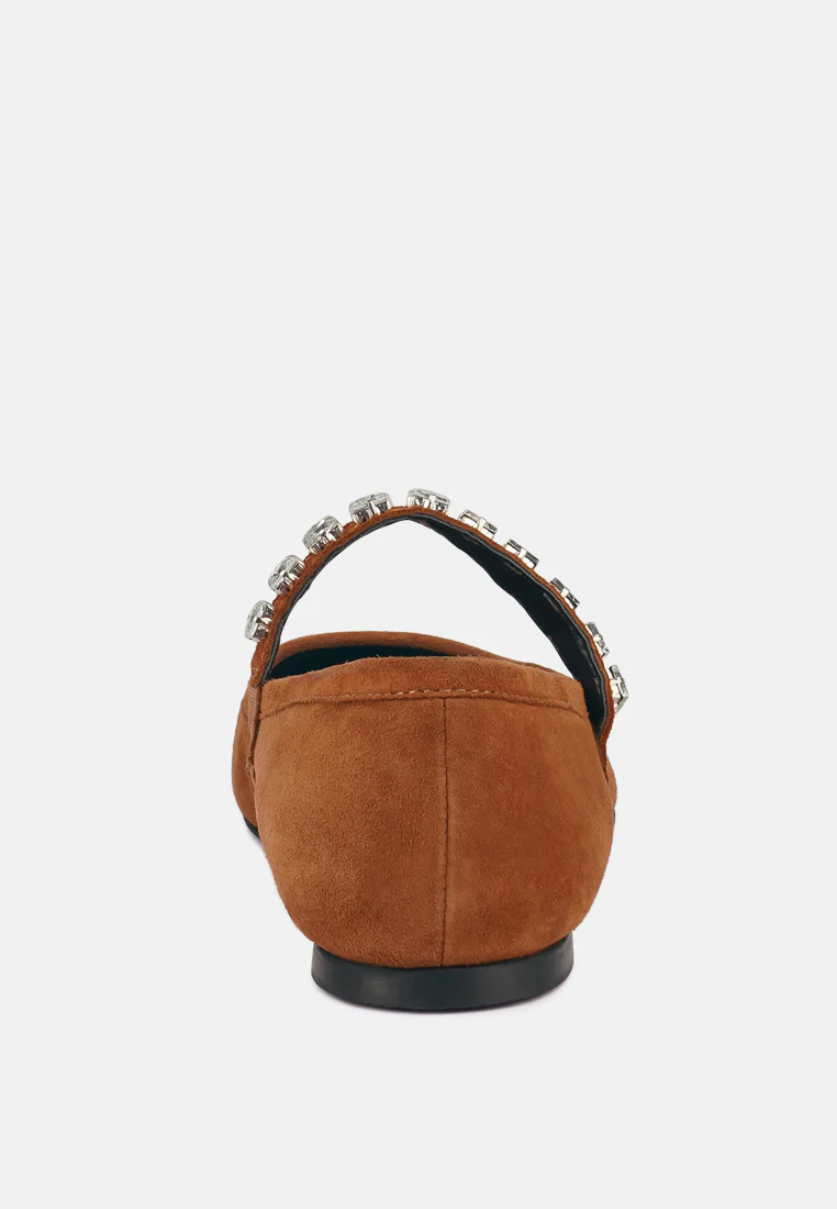 ASSISI Tan Fine Suede Mary Jane Ballet Flats - Image 5