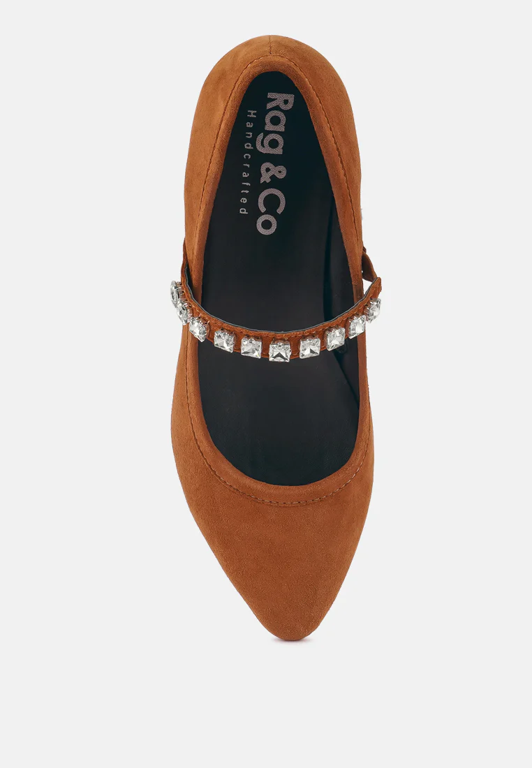 ASSISI Tan Fine Suede Mary Jane Ballet Flats - Image 6