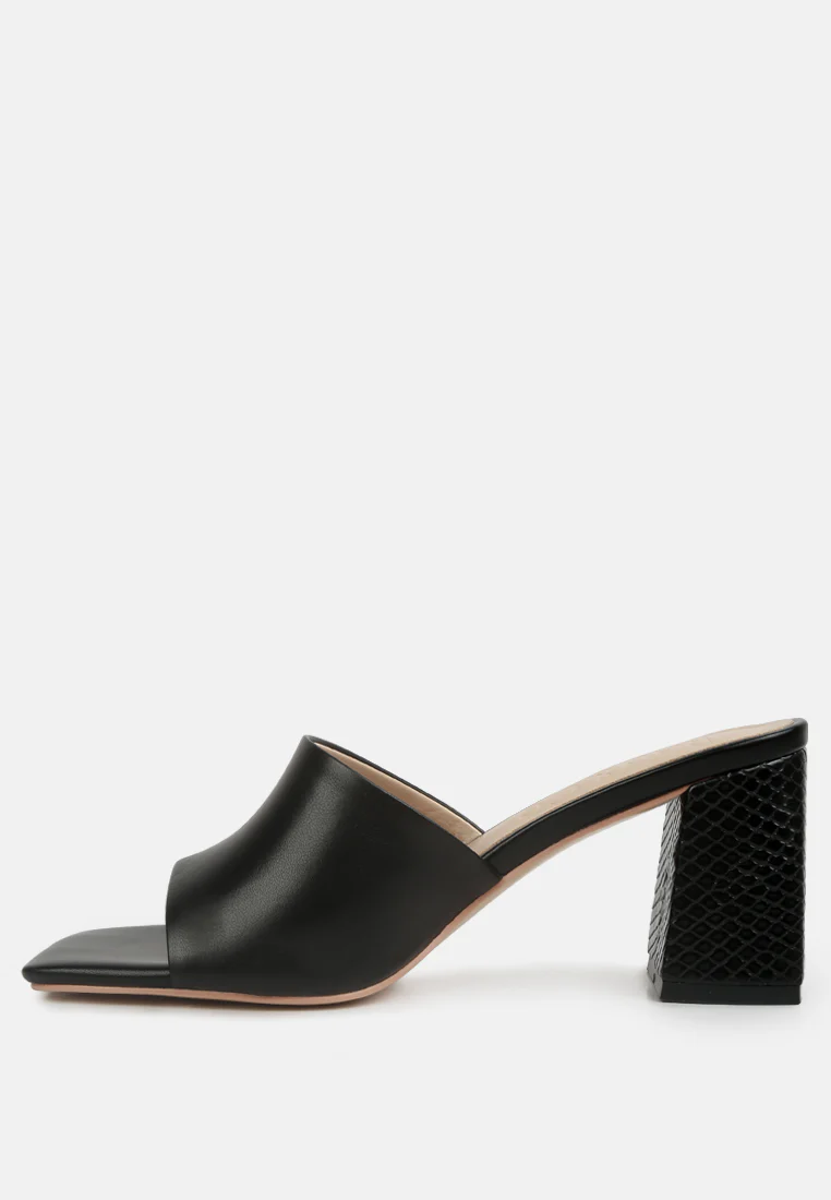 Audriana Black Textured Block Heel Sandals - Image 4