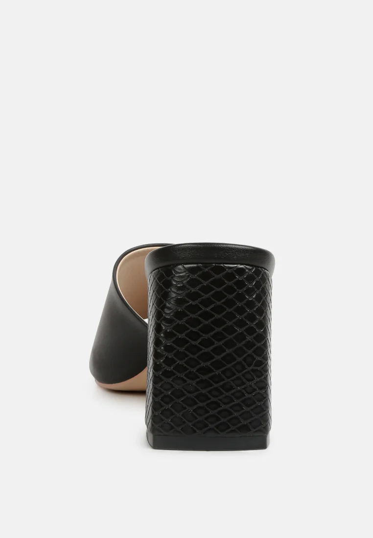 Audriana Black Textured Block Heel Sandals - Image 5