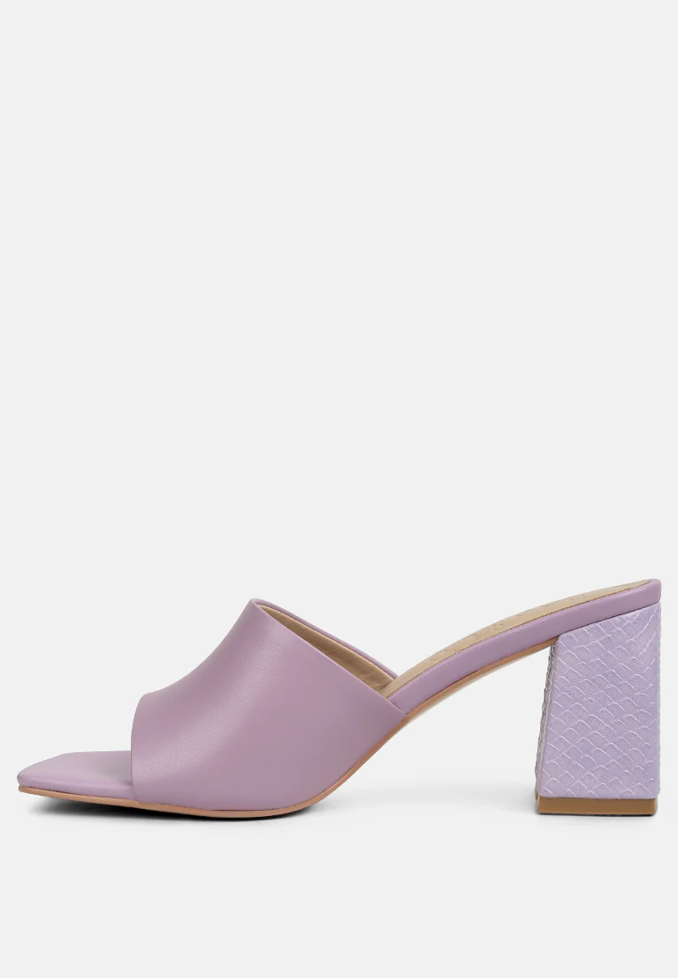 Audriana Lilac Textured Block Heel Sandals - Image 4