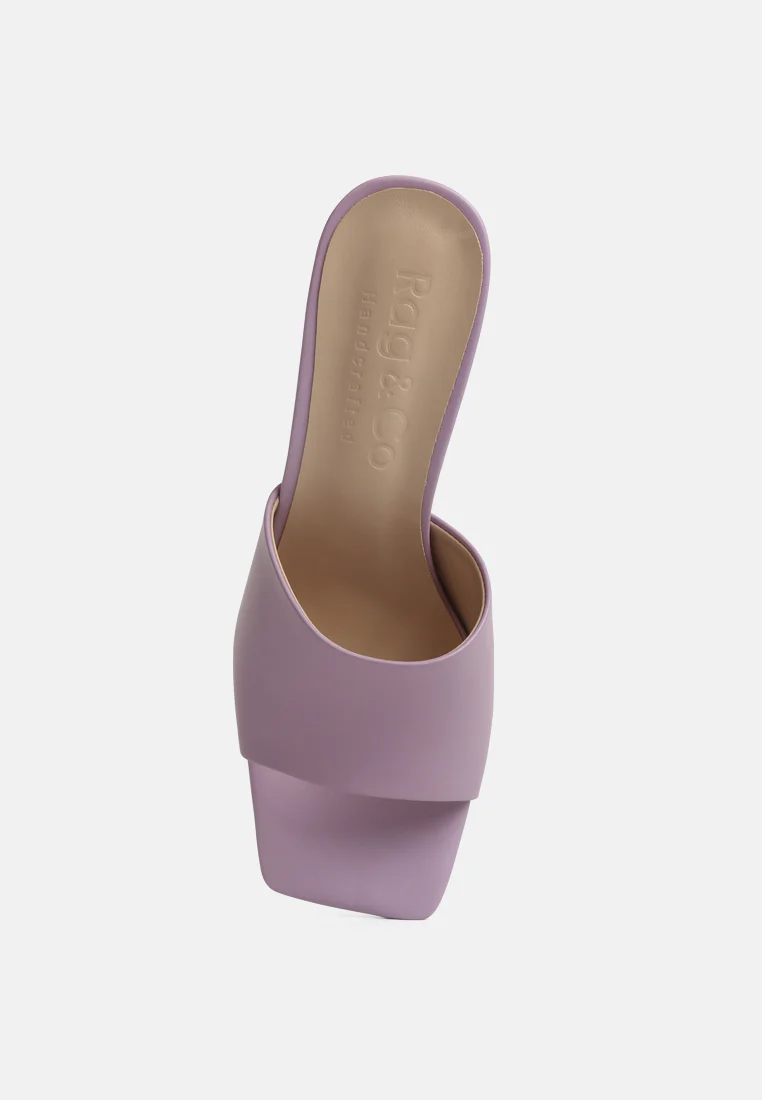 Audriana Lilac Textured Block Heel Sandals - Image 6