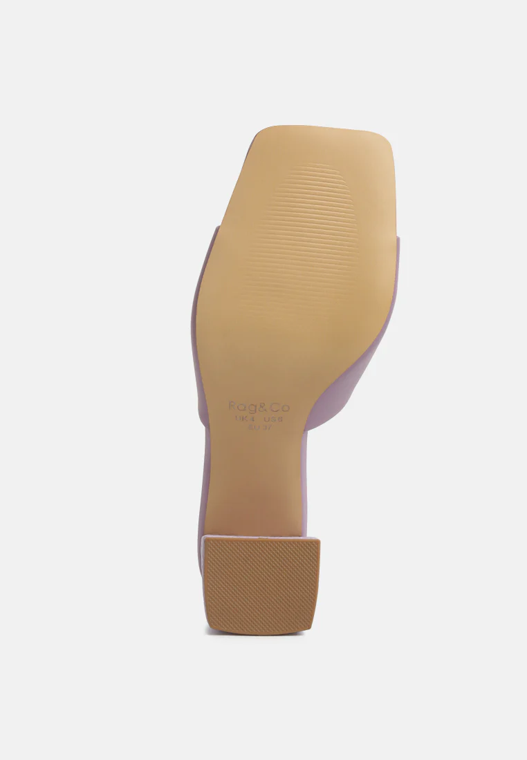 Audriana Lilac Textured Block Heel Sandals - Image 7