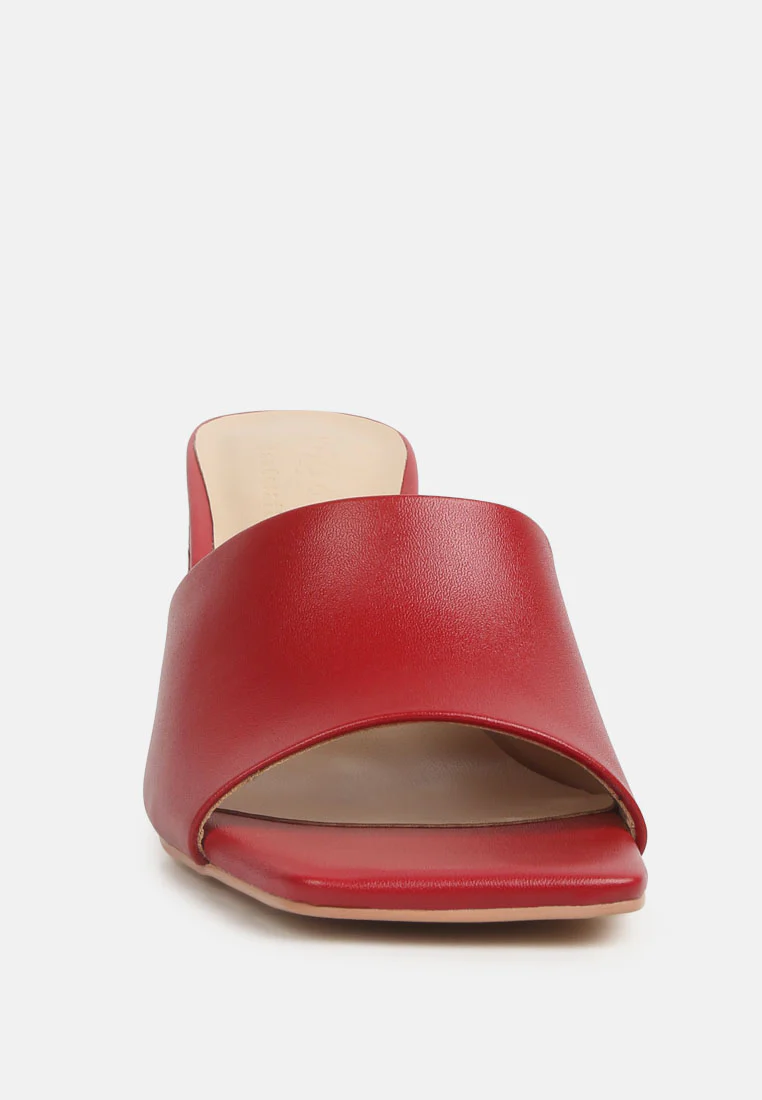 Audriana Red Textured Block Heel Sandals - Image 3
