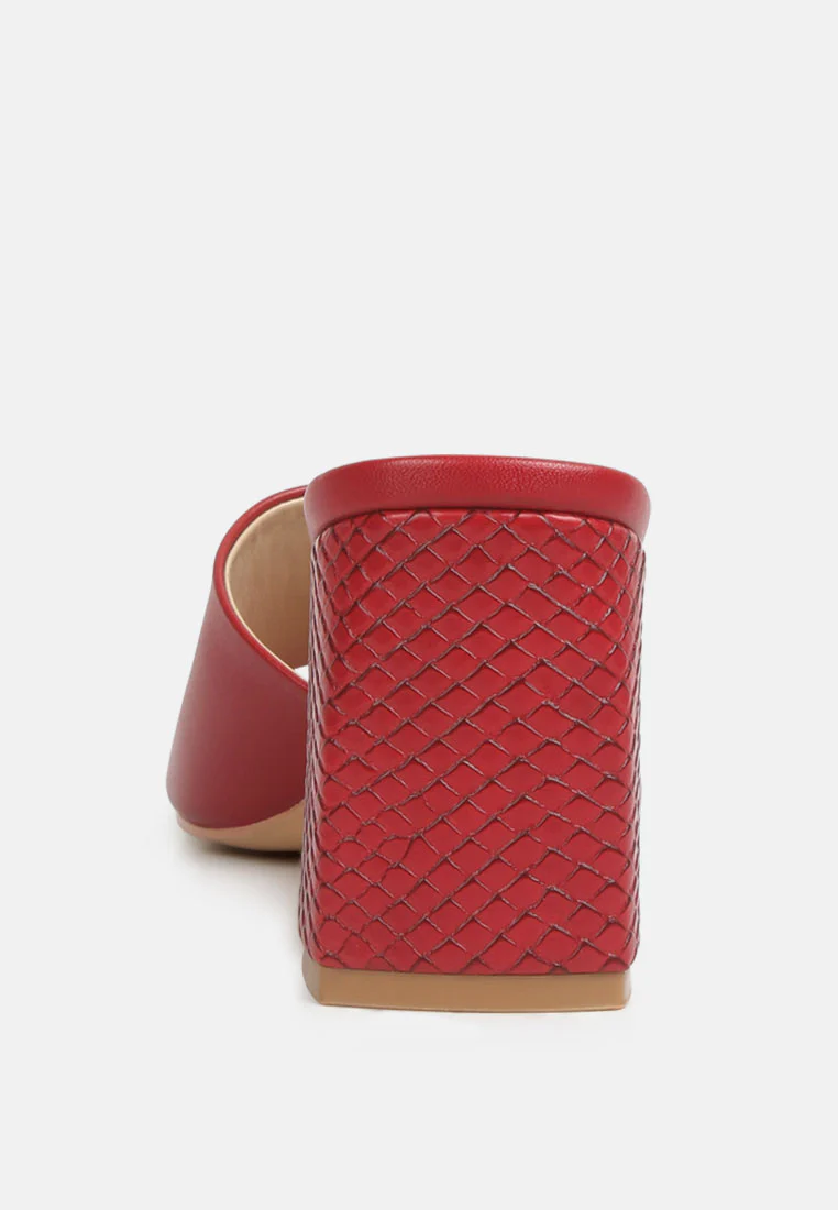 Audriana Red Textured Block Heel Sandals - Image 5
