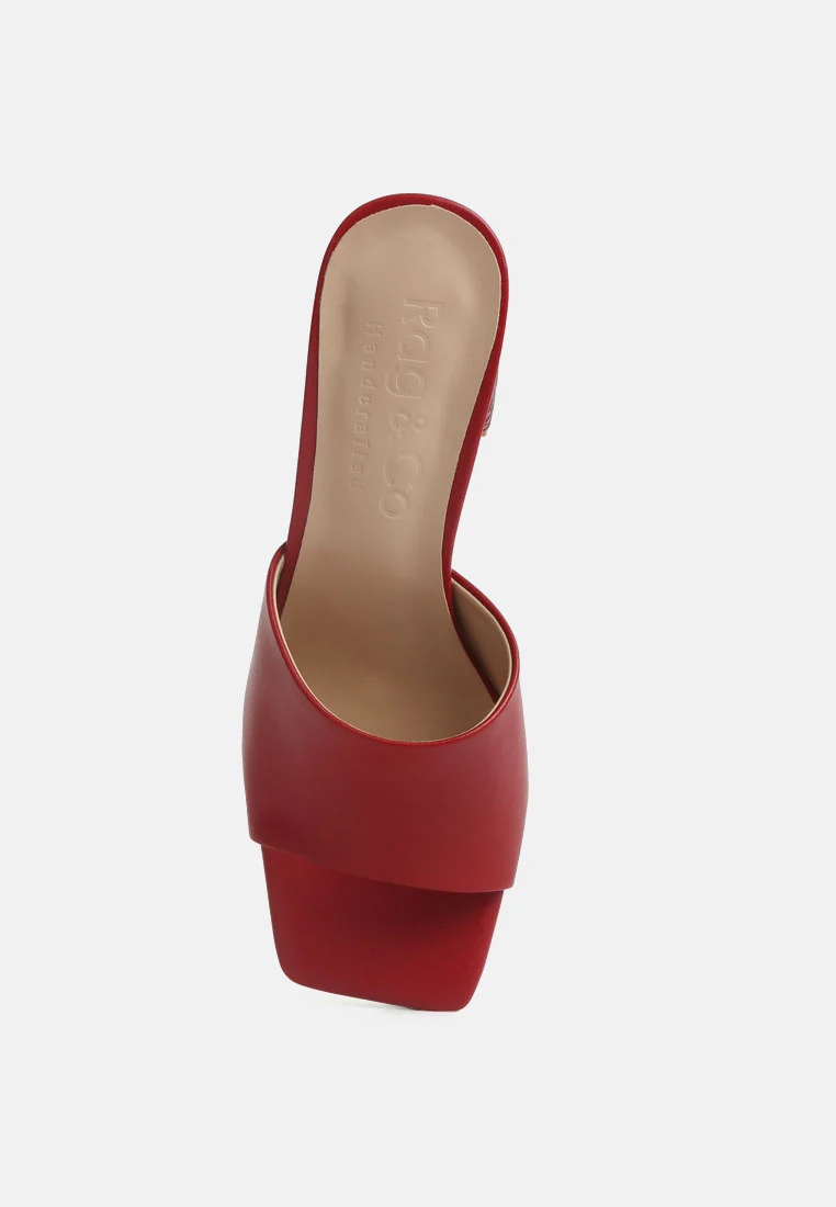 Audriana Red Textured Block Heel Sandals - Image 6