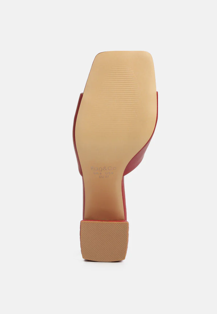 Audriana Red Textured Block Heel Sandals - Image 7