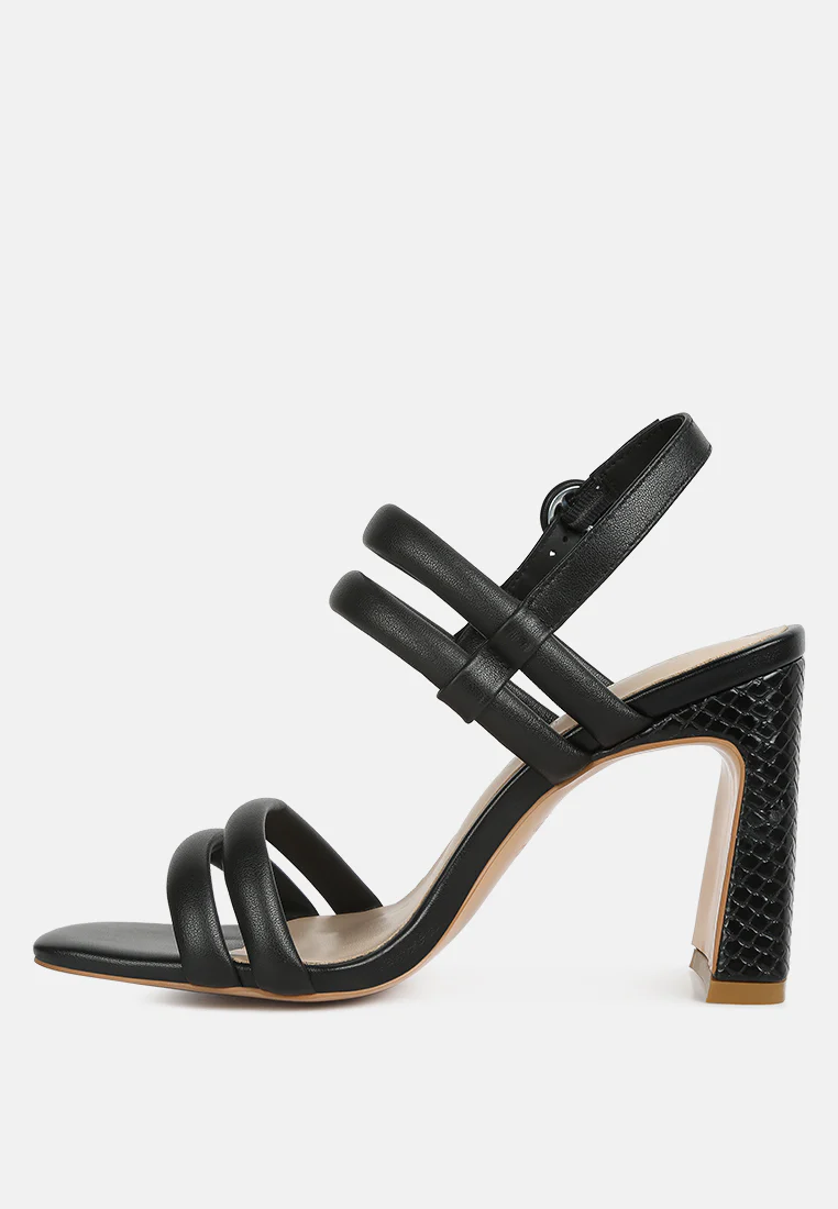 Avianna Black Slim Block Heel Sandal - Image 4