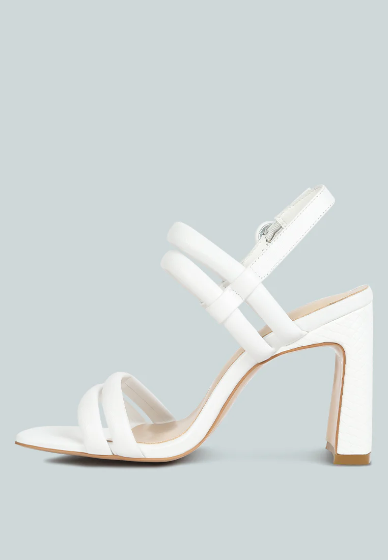Avianna White Slim Block Heel Sandal - Image 4