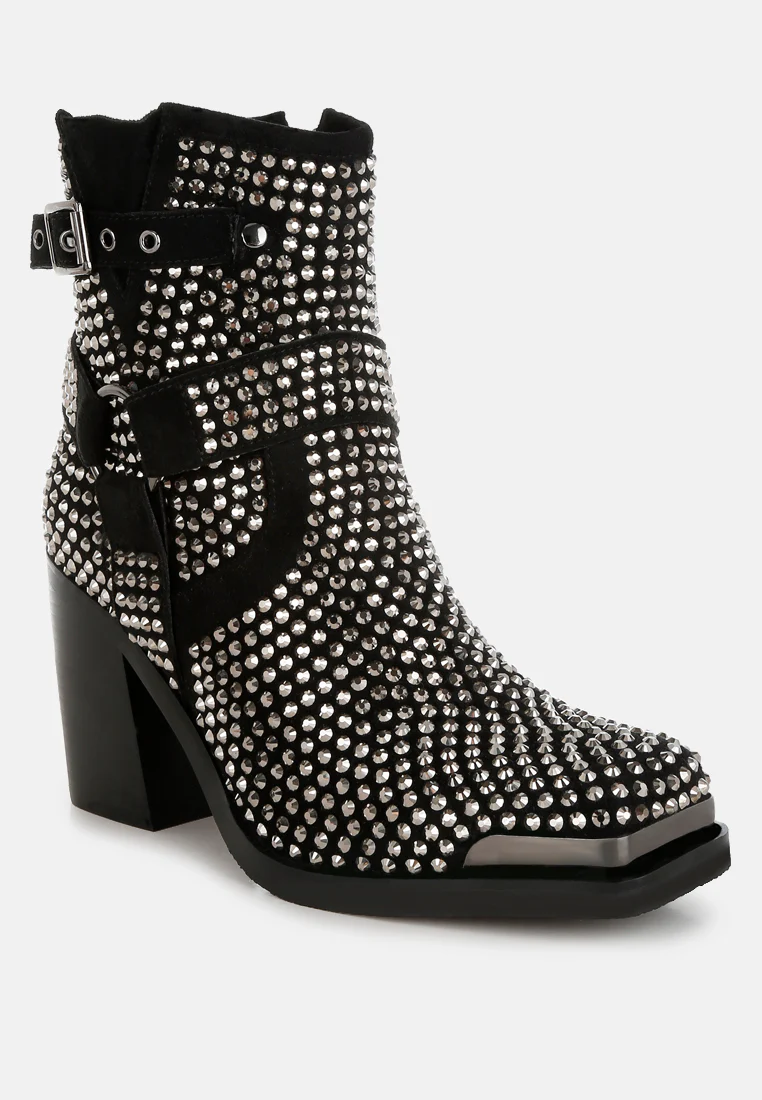 Babbon Studded Harness Detail Ankle Boots - Image 2