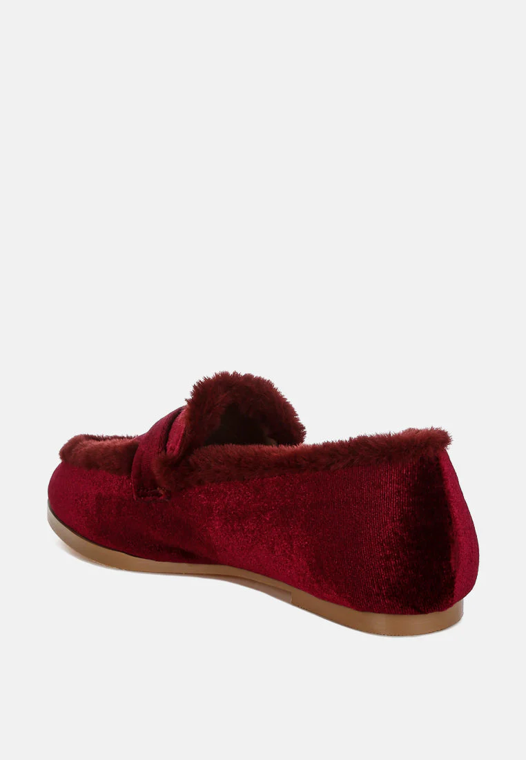 Bastian Fur Detail Velvet Loafers - Image 3