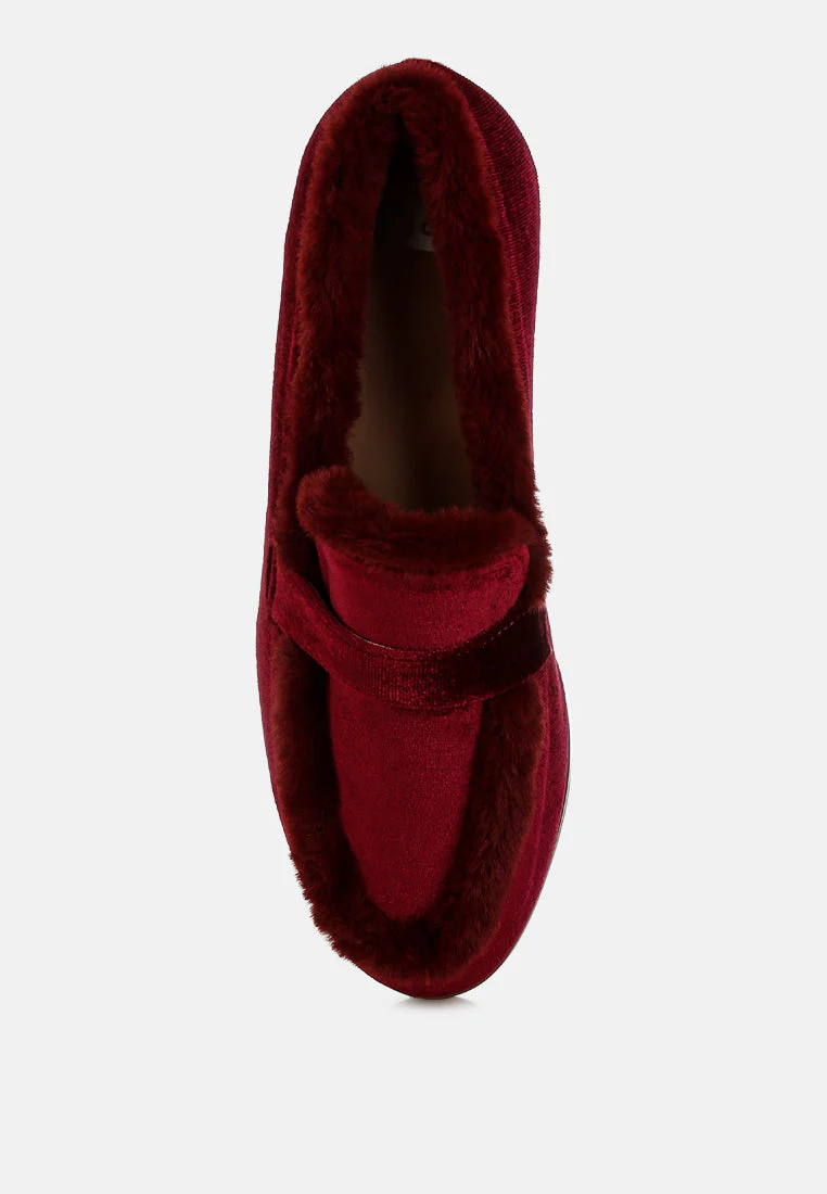 Bastian Fur Detail Velvet Loafers - Image 4