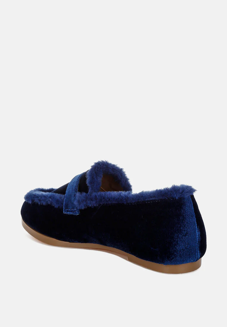 Bastian Fur Detail Velvet Loafers - Image 8