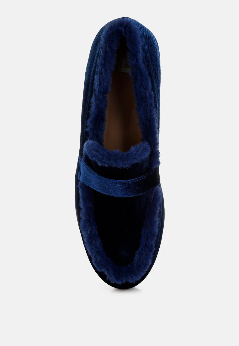 Bastian Fur Detail Velvet Loafers - Image 9