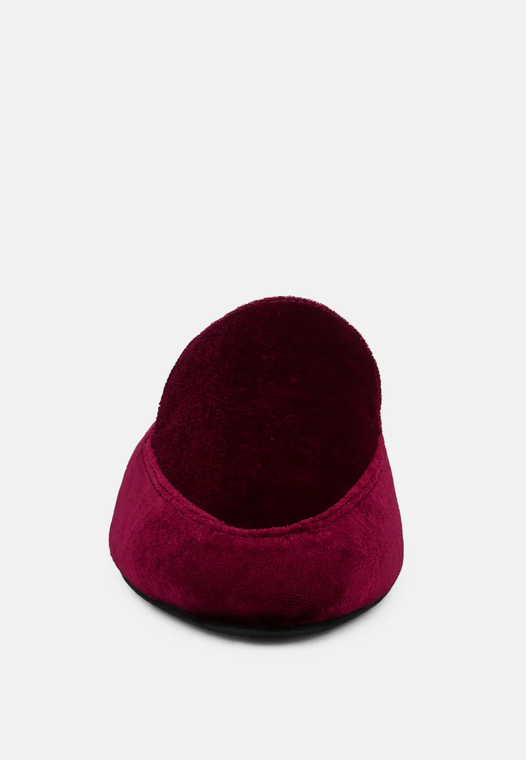 BATISTE Burgundy Velvet Handcrafted Mules - Image 3