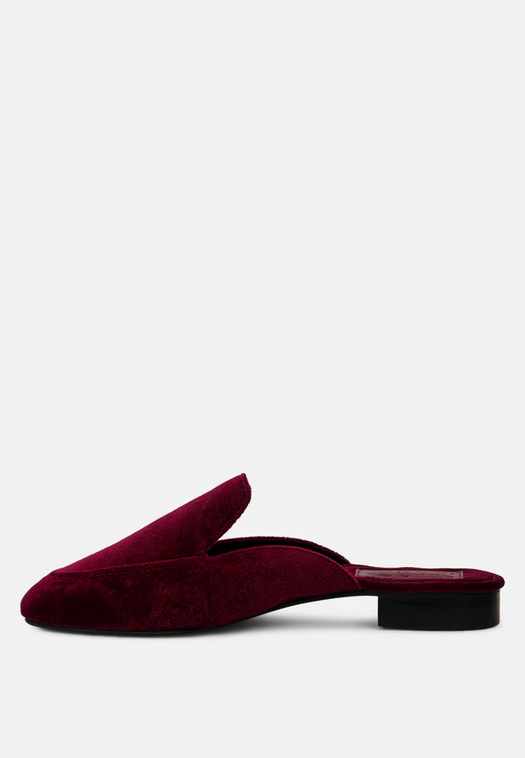 BATISTE Burgundy Velvet Handcrafted Mules - Image 4