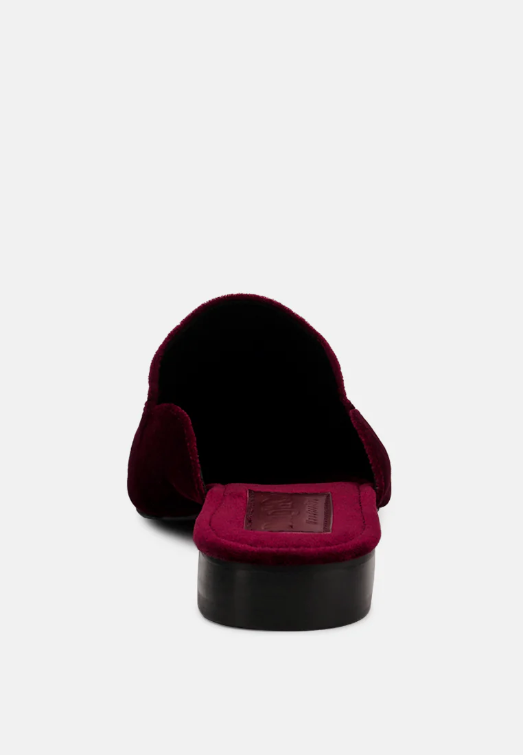 BATISTE Burgundy Velvet Handcrafted Mules - Image 5
