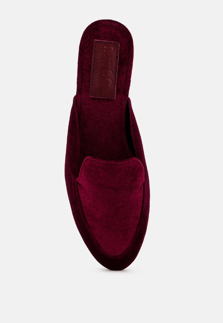 BATISTE Burgundy Velvet Handcrafted Mules - Image 6