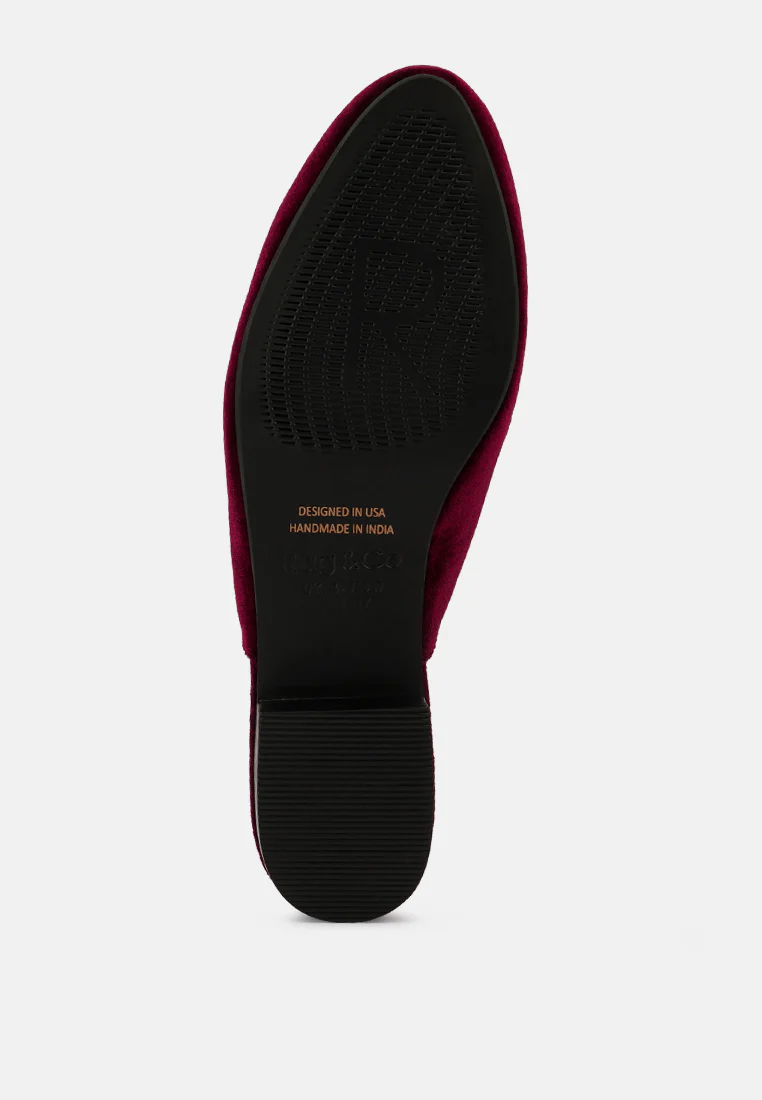 BATISTE Burgundy Velvet Handcrafted Mules - Image 7