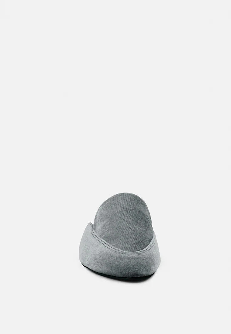 BATISTE Grey Velvet Handcrafted Mules - Image 3