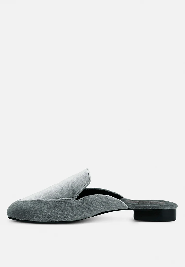 BATISTE Grey Velvet Handcrafted Mules - Image 4