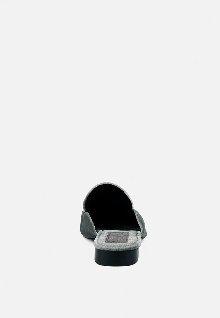BATISTE Grey Velvet Handcrafted Mules - Image 5