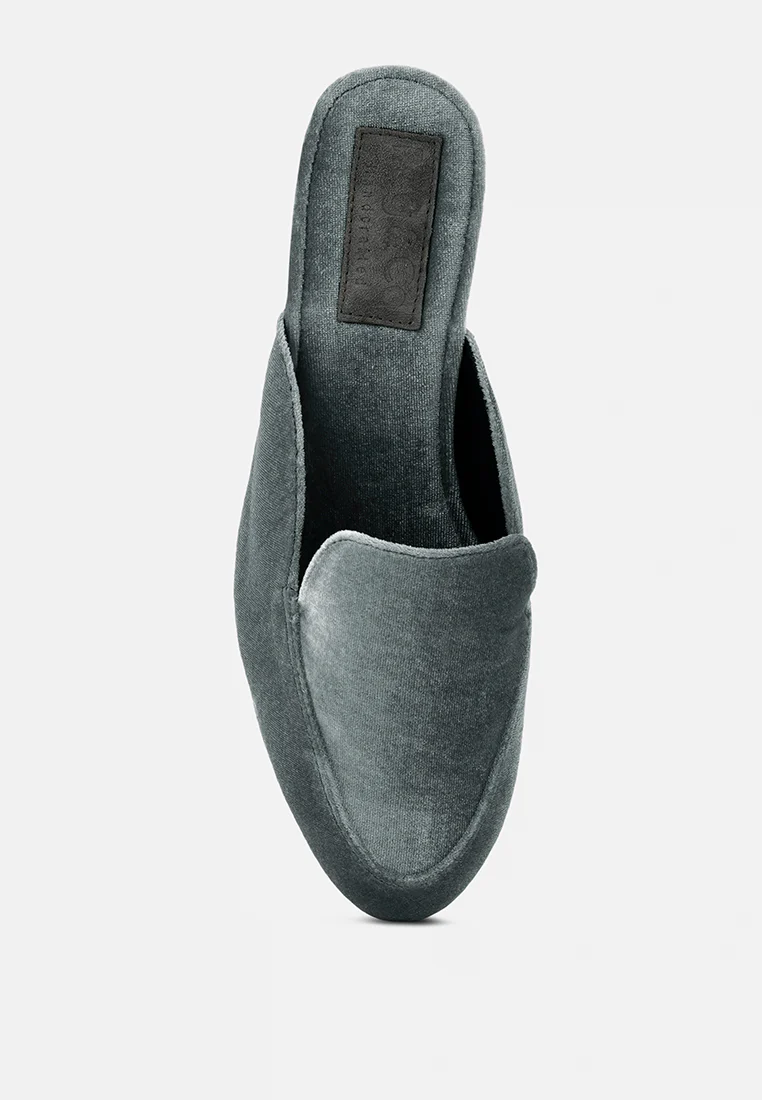 BATISTE Grey Velvet Handcrafted Mules - Image 6