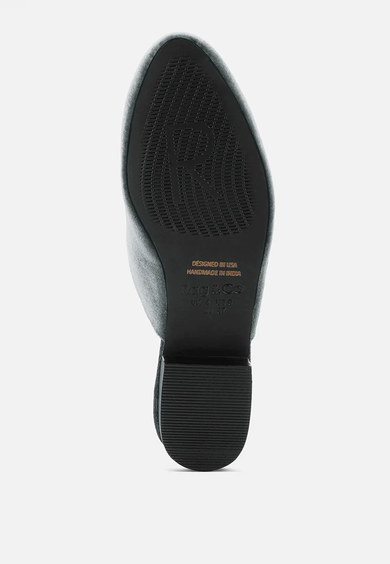 BATISTE Grey Velvet Handcrafted Mules - Image 7