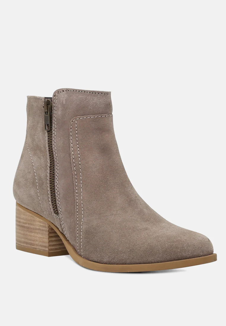 BAUENA Taupe Ankle Boots with Zip Closure - Image 2