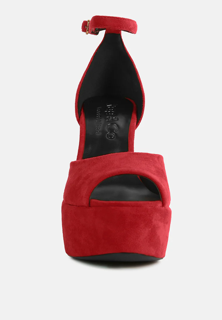 BEATY Red Rhinestones High Block Heeled Sandals - Image 3