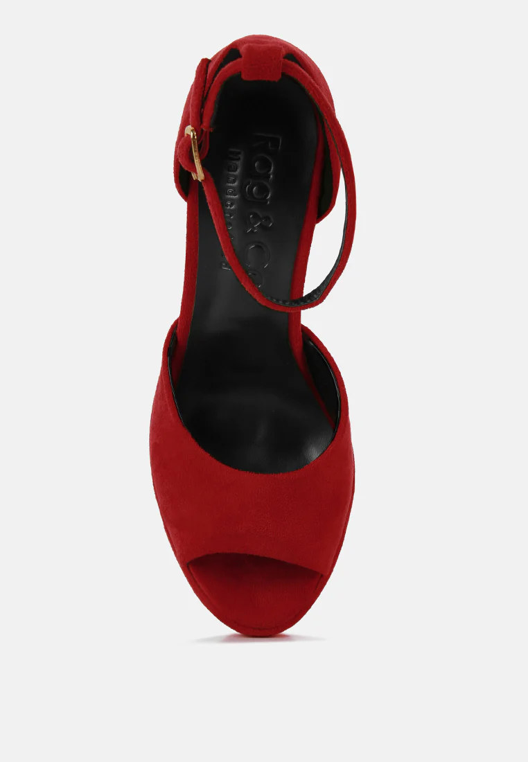 BEATY Red Rhinestones High Block Heeled Sandals - Image 6