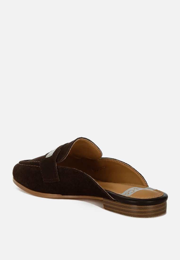 Belorose Rhinestone Strap Genuine Suede Mules - Image 9