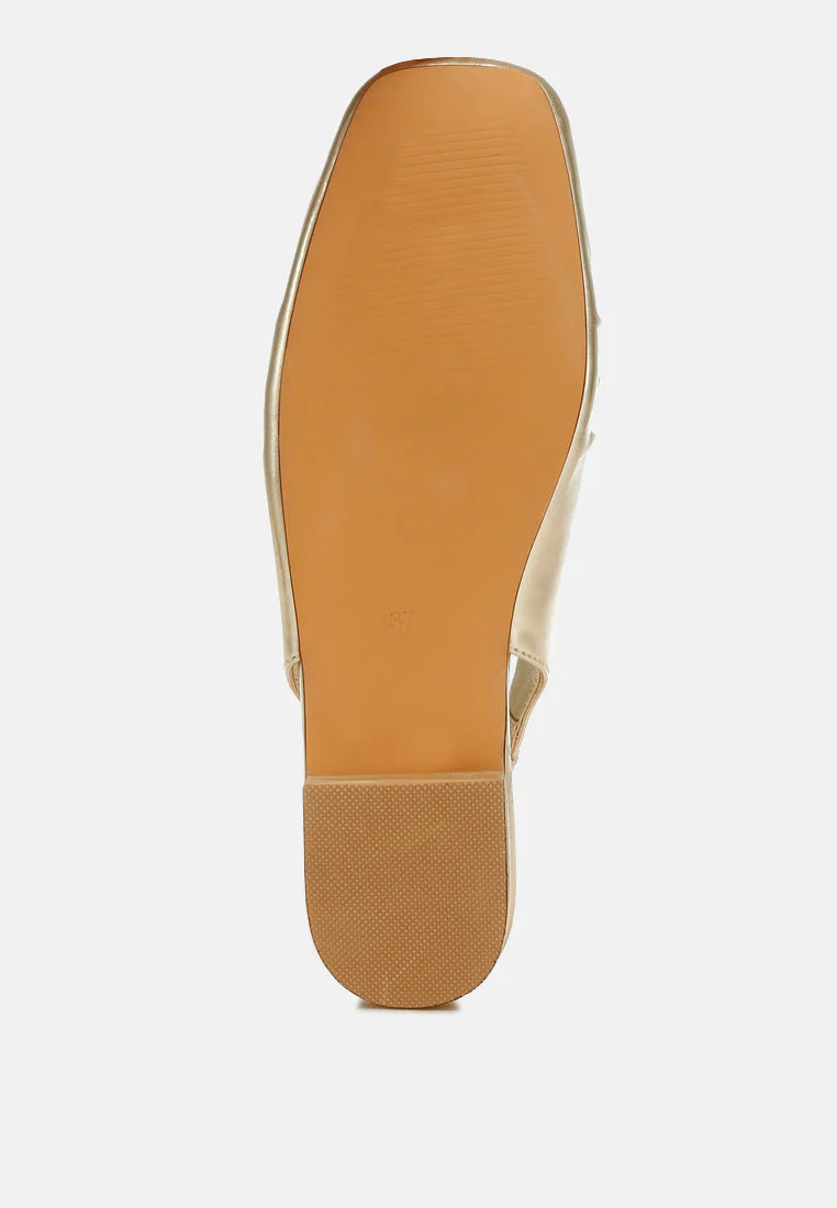 Berni Metallic Square Toe Flat Slingbacks - Image 5